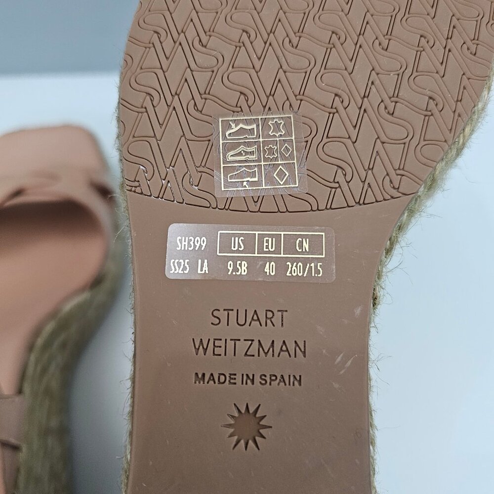Stuart Weitzman Braida Max Espadrille Wedge Womens 9.5 Tan Leather Sandal Summer - Picture 14 of 15